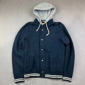Vintage Abercrombie & Fitch Mens Sweater XL Blue Hoodie Long Sleeve Varsity Y2K